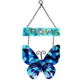 thumbnail image 2 of Welcome Sign Front Door Decor Metal Simulation Butterfly Garden Hanging Pendant Rural Spring Home Decoration New Blue, 2 of 3