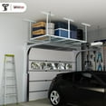 thumbnail image 3 of The Atlas Pro 4 x 8 ft Overhead Garage Storage Rack, Heavy Duty Metal Garage Ceiling Storage Racks, Height Adjustable Garage Storage System 26"-48", 1250lbs Weight Capacity, White, 3 of 8