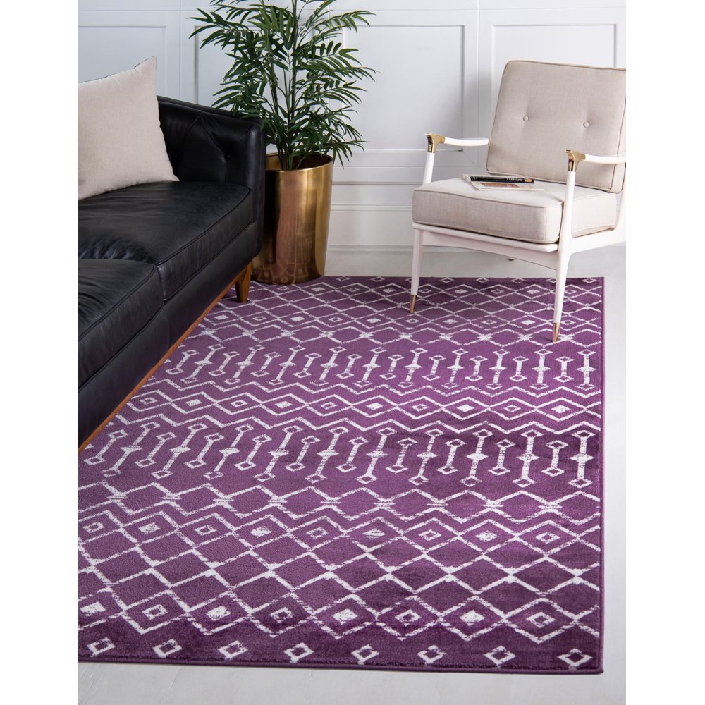 Kasbah Trellis Collection Rug 10' x 13' Violet Low Pile Rug