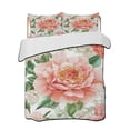 thumbnail image 2 of Pink Peony Blossom Full Size Down Alternative Comforter, Lightweight Comforter Quilt Bedding Set with Pillow Shams Spring Botanical Floral Watercolor All Seasons Bed Comforter Duvet Insert 78"x90", 2 of 7
