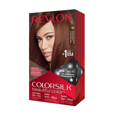Revlon Colorsilk Beautiful Color, Permanent Hair Dye with Keratin, 100% Gray Coverage, Ammonia Free, 44 Medium Reddish Brown