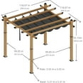 thumbnail image 4 of WildBreak Outdoor Pergola 10x10 Ft, Wood Grain Metal, with Retractable Canopy, Grey, 4 of 10
