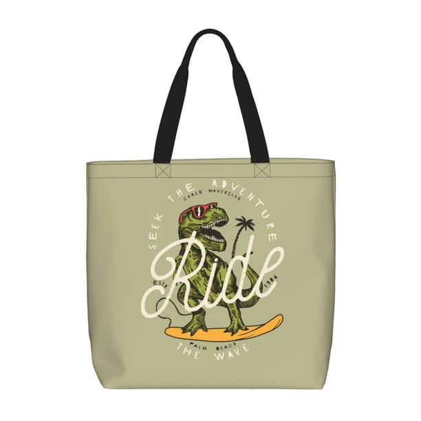 Fotbe Dinosaur Bolsa Tote con Estampado para Mujer, Bolsos con Cremallera, Bolsa de Hombro Casual de Gran Capacidad con Bolsillos Internos