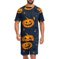 thumbnail image 2 of Leidass Mens Halloween Pajama Set Short Sleeve Sleepwear Lounge Set Crew Neck Tee and Shorts Casual Homewear Two Piece Outfit Green 2XL, 2 of 7