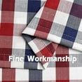 thumbnail image 5 of Linen Buffalo Check Tier Curtains for Kitchen, Patriotic Buffalo Plaid Gingham Rod Pocket Cafe Bathroom Curtain, Short Kitchen Window Curtain Sets, 28" W x 24" L,Navy/Red, Set of 2, 5 of 6