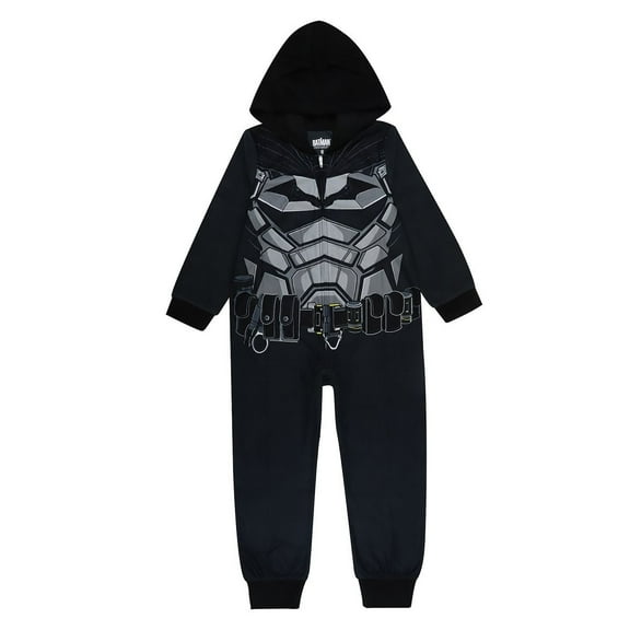 Batman Superhero Boy's Fleece Hooded Pajama Sleeper, Union Suit (Size 6)