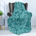 thumbnail image 4 of Teal Soft Flannel Fleece Blanket, Ink Drawing Inspired Intertwined Tree Branches Buds and Leaves in Abstract Design, Cozy Plush for Indoor and Outdoor Use, 50" x 60", Teal Turquoise, by Ambesonne, 4 of 5