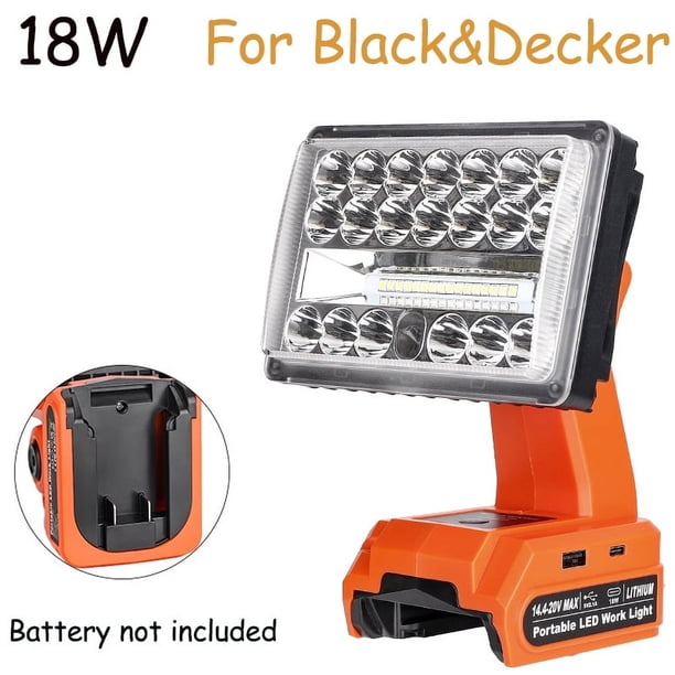 Linterna LED para Exteriores, Lámparas de Inundación para Makita/Dewalt/Milwaukee/Bosch/Black&Decker/Ryobi, Antorcha de Luz de Trabajo con Batería de Iones de Litio de 18 V
