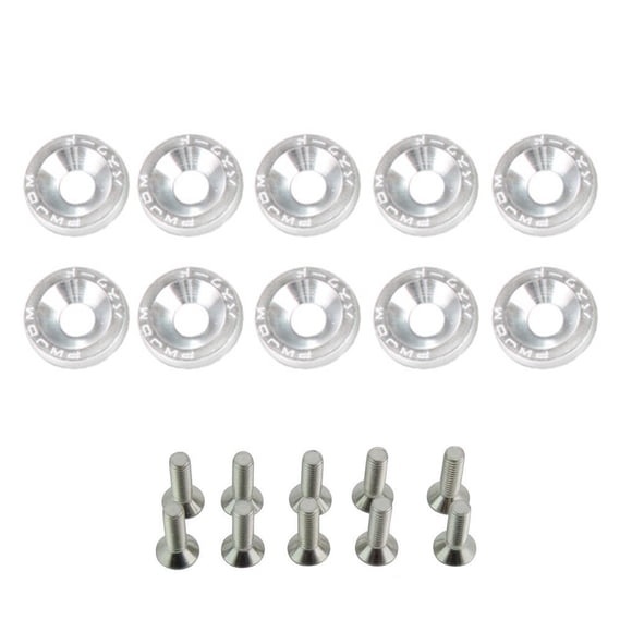 Langgg 10 Pieces Car Screws Washers Assortment Set Vehicle Bolts Decorative Washer Kit Automotive Automobile Spare Parts Red Silver