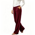 thumbnail image 4 of LEAVINGSUO Pajama Pants Women Plus Size Casual Elastic Waist Long Pants Pockets Comfortable Loungewear Trousers Wine XXL, 4 of 9