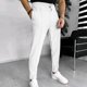 thumbnail image 4 of Pantalones deportivos a cuadros con cordón para hombre, Pantalones rectos sueltos informales, pantalones de chándal ajustados elásticos con cordón, 4 of 5