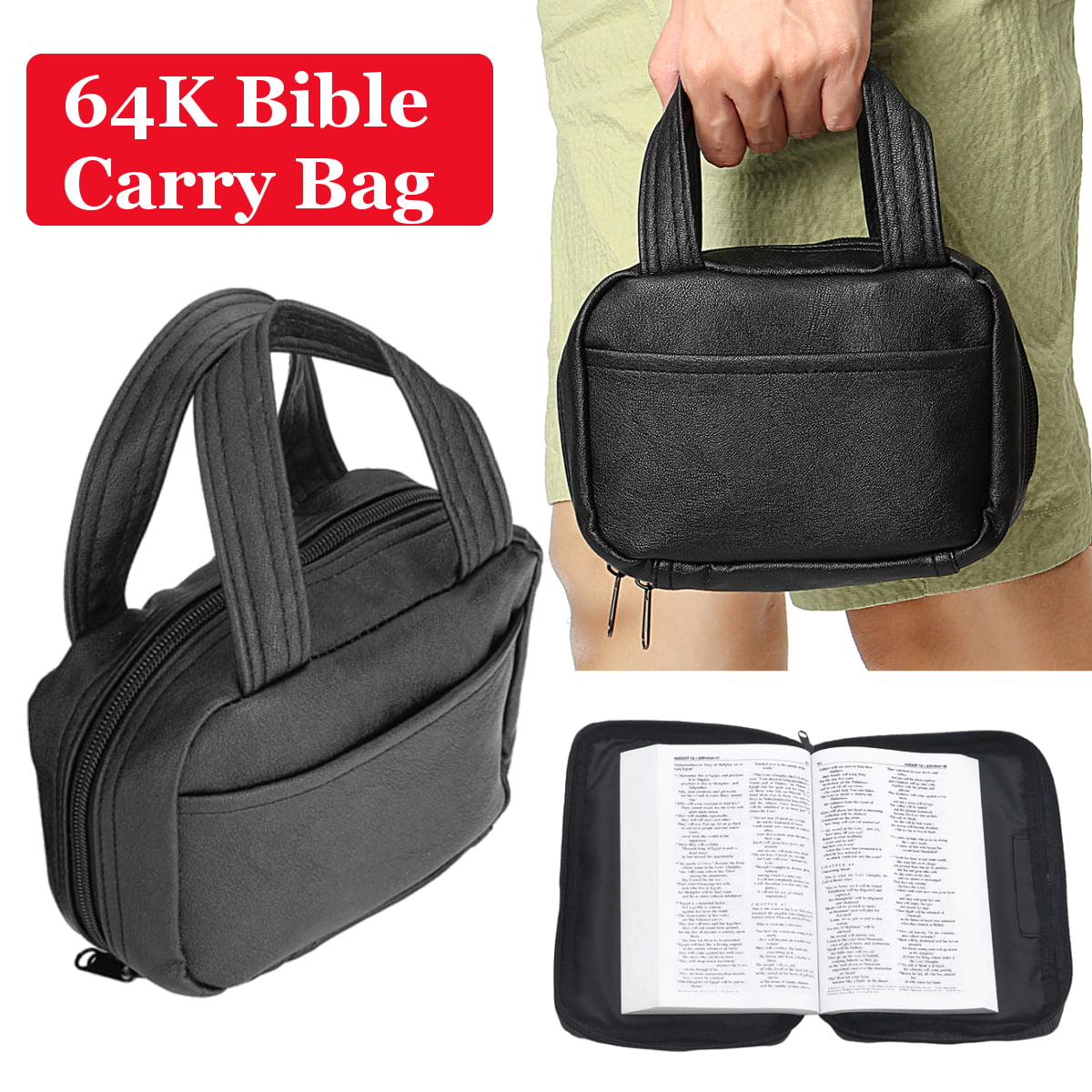 Bible Cover Zippered Protective Holy Book Tote Bag ...