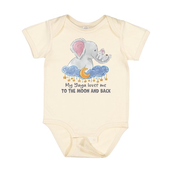 Inktastic My Yaya Loves Me to the Moon and Back Elephant Family Boys or Girls Baby Bodysuit