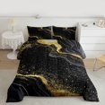 thumbnail image 2 of Homewish Marble Texture Road Queen Comforter Set,Chic Glitter Print Bedding Sets,Gold Black Bedding Comforter Set For Girls Kids,Super Cozy Room Decor Reversible,3-Piece, 2 of 8
