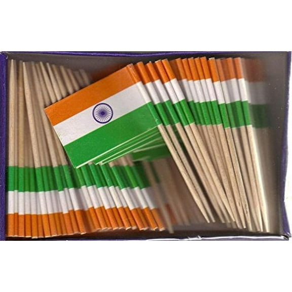 25 Box Wholesale Lot of India Toothpick Flags, 2500 Small Mini Indian Flag Cupcake Toothpicks or Cocktail Picks