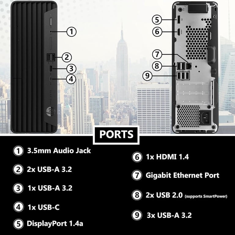 HP Pro 400 G9 SFF Desktop, Intel CPU, 8GB RAM, 256GB SSD, Dual 4K