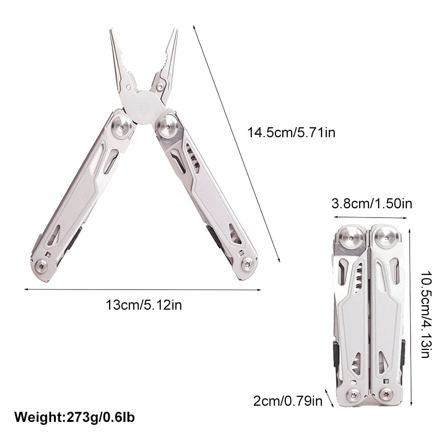 YA YATECH 19-in-1 Multitool Pliers, Stainless Steel Multi-Purpose Tool with Sheath, Foldable Pocket Knife, Saw, Screwdriver, Ruler for Camping, Hiking, Home Repair, EDC Gear