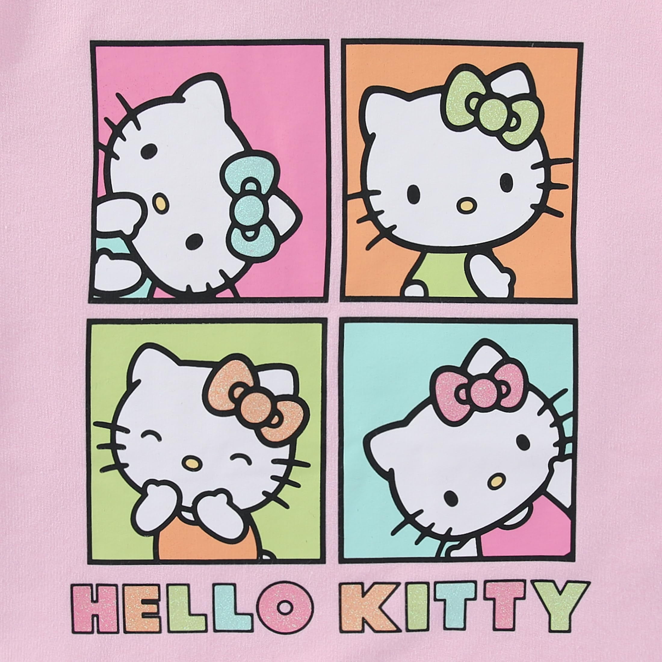 Hello Kitty Sanrio French Terry Short Sleeve T-Shirt Tank Top and Short Set (Girls), 3 Piece Set, Sizes 5-12