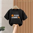 thumbnail image 4 of Nilvkv Shirts for Girls,Girl Shirts,Kids Short Sleeve Crew Neck T-Shirt Basketball Print Pick a Game Soft Casual Breathable Top Black 2-3 Years, 4 of 5