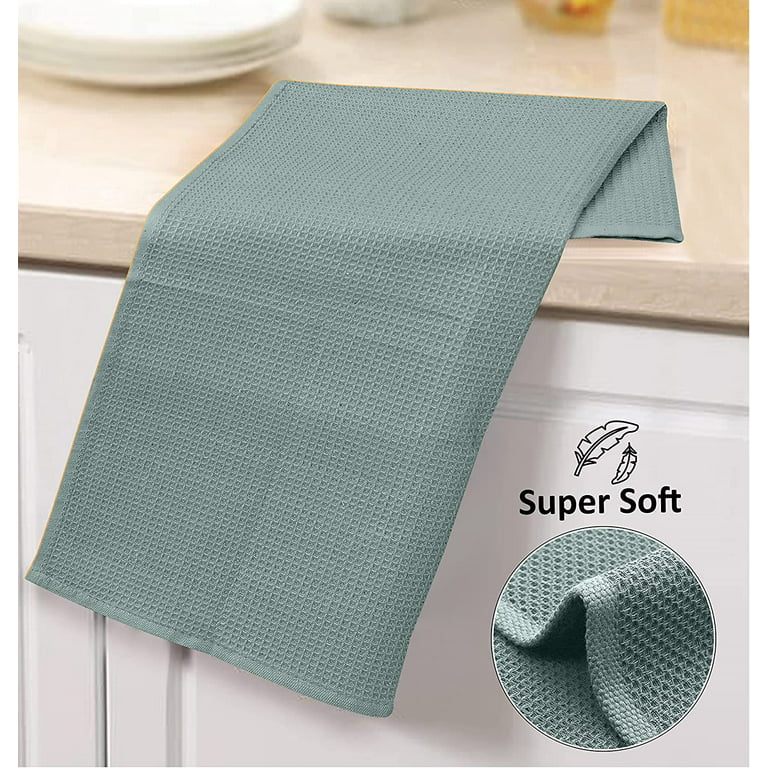 Anyi Teal Dish Towels for Kitchen, Absorbent Cotton Kitchen Towels for Drying Dishes, Terry Tea Towels for Cleaning Set of 3, 16x26 Inches
