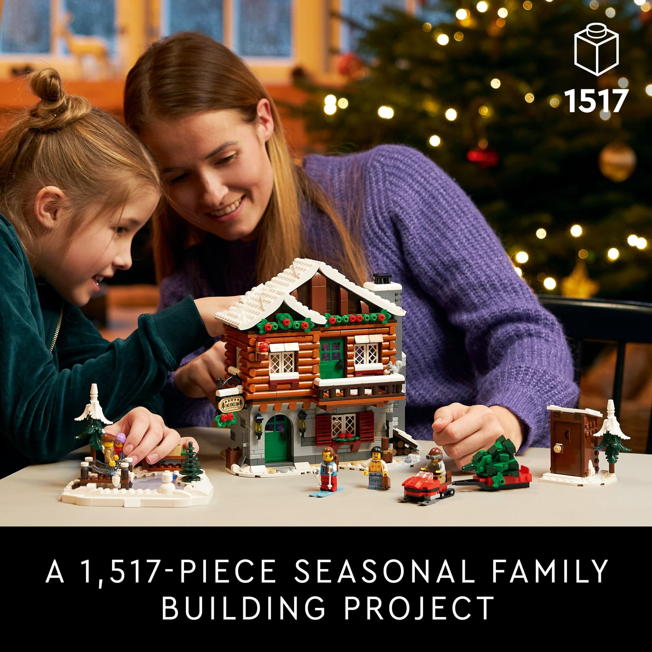 LEGO Icons Alpine Lodge Model Building Set - Collectible DIY Kits for Adults, Ages 18+ - Gift for Holidays - Log Cabin Kit for Winter Activities with Snowmobile and Minifigures - 10325