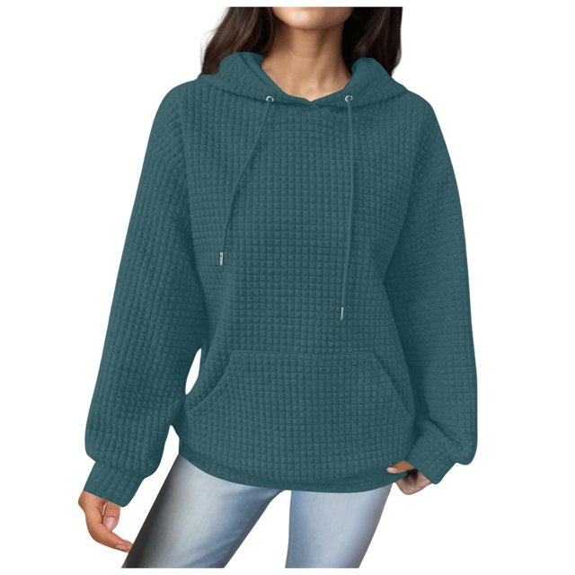 WEAIXIMIUNG Chandails en Molleton pour Femmes Sans Capuche avec Graphiques Mode Décontractée Couleur Unie Pull Ample à Manches Longues Patchwork