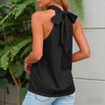 thumbnail image 6 of felwors Summer Sleeveless Neck Halter Tank Tops Back Pleated Casual Keyhole Cami Blouse Black for Size XXL, 6 of 7