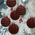 thumbnail image 5 of 3pc Burgundy Velvet Christmas Ornaments Balls Flocked Christmas Tree Decoration,Velvet Christmas Ball Ornaments,Luxury Christmas Decorations Hanging Ornaments for Xmas Tree,Party,Wedding,Home Decor, 5 of 8