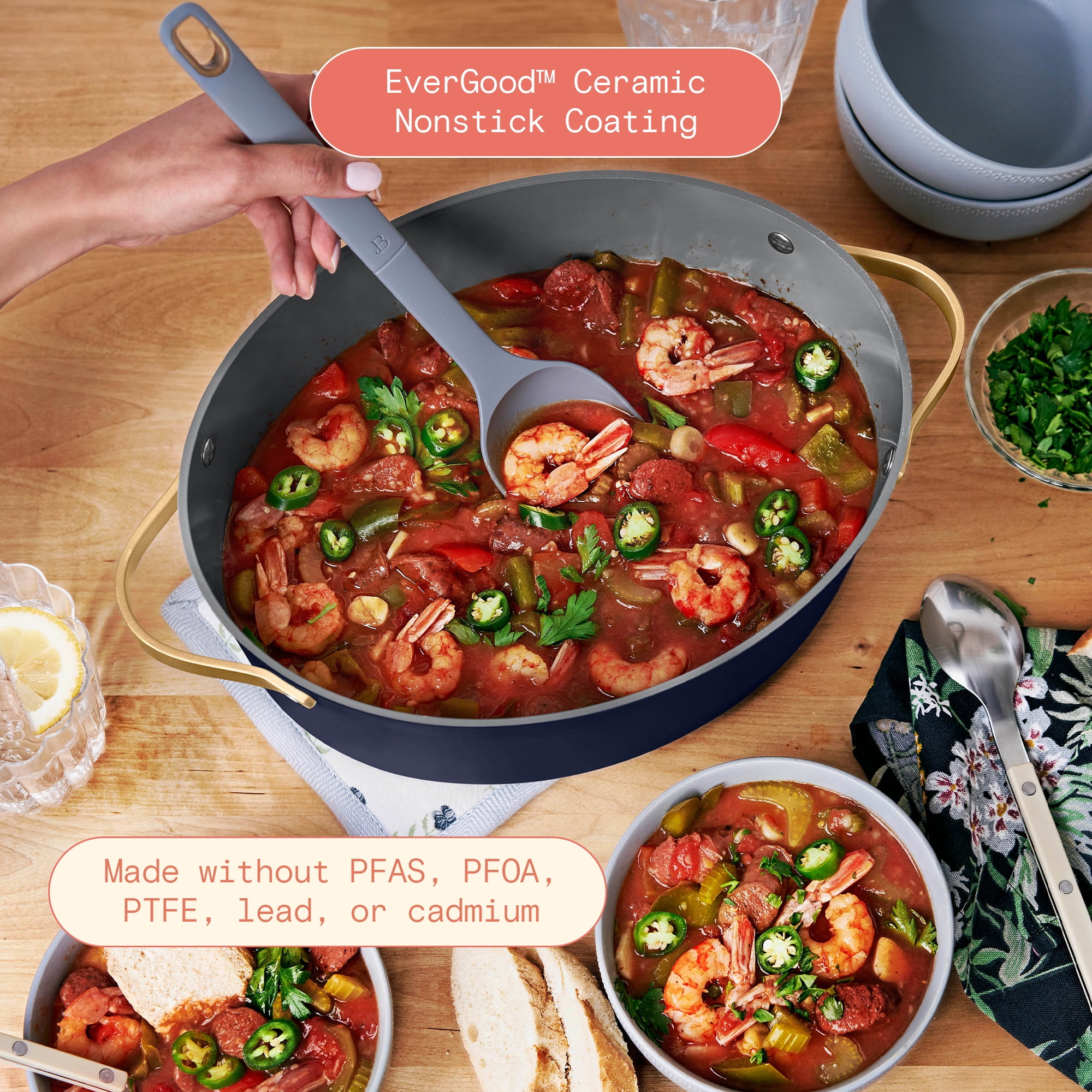 Beautiful 10 in 1, 6 Qt Electric Multi-Cooker, Starry Night by Drew Barrymore, Blue