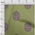 thumbnail image 2 of oneOone Cotton Flex Green Fabric Asian Block Face Sewing Material Print Fabric By The Yard 40 Inch Wide, 2 of 4