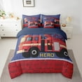 thumbnail image 2 of Erosebridal Red Fire Engine Bedding Queen Size, Fire Truck Bedding Sets Queen Size, Firemen Car Vehicle Reversible Bed Set, Lightweight Bedroom Decor, 7pcs, 2 of 6