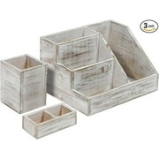 Rustic Wooden Desk Organizer Set, 3 Piece Rustic Mail Organizer for Desktop - Great for Rustic or Industrial Home D r.