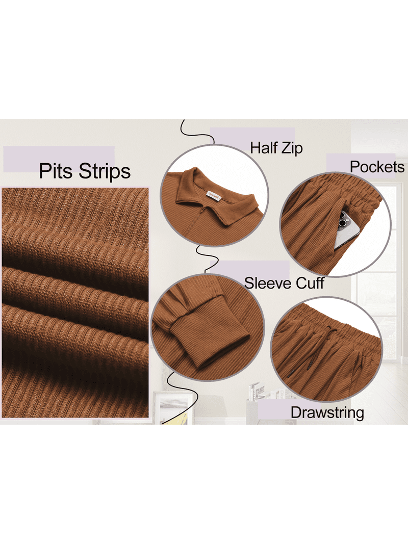 Fantaslook Womens 2 Piece Sweatsuit, Long Sleeve Half Zip