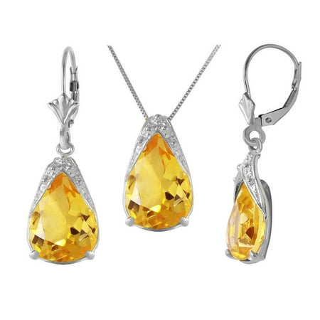 Galaxy Gold 14K Solid Gold Natural Citrine Drop Earrings for Women - White Gold Fine Jewelry