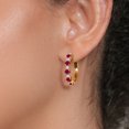 thumbnail image 4 of Gem Stone King 18K Yellow Gold Plated Silver Red Created Ruby and White Topaz Hoop Earrings for Women (2.82 Cttw, Round 4MM and 1.9MM, Gemstone Birthstone 1 inch Diameter), 4 of 5