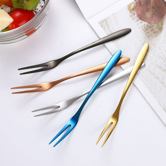 Practical Stainless Steel Fruit Forks for Convenient Snacking Set of 6