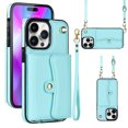 thumbnail image 1 of For Iphone 14 Pro Rfid Card Slot Phone Case With Long Lanyard(Mint Green),iPhone 15 Pro, 1 of 7