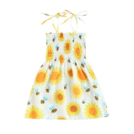 

Licupiee Toddler Kids Baby Girl Summer Dress Sleeveless Straps Floral Tutu Dress Princess Halter Sundress Beach Clothes