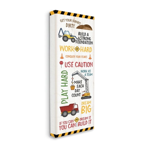Stupell Industries Kids' Construction Zone Vehicles Motivational Phrases Design by Jennifer Pugh, 17" x 40"
