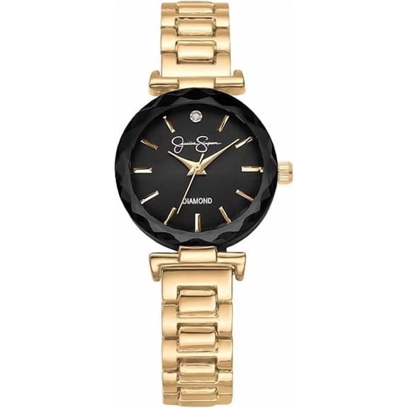 Jessica Simpson Diamond Collection Women Watch, Classic Quartz, Metal Band, Round Faceted Crystal Face, Elegant Dress Watch for Women