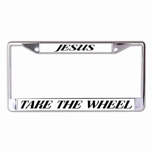 Jesus Take The Wheel Chrome License Plate Frame