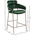 thumbnail image 3 of Meridian Furniture Yara Green Velvet Counter Stool, 3 of 6