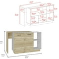 thumbnail image 3 of Modern Kitchen Island - White/ Oak, Two External Shelves And Double Door Look, Storage, 3 of 4