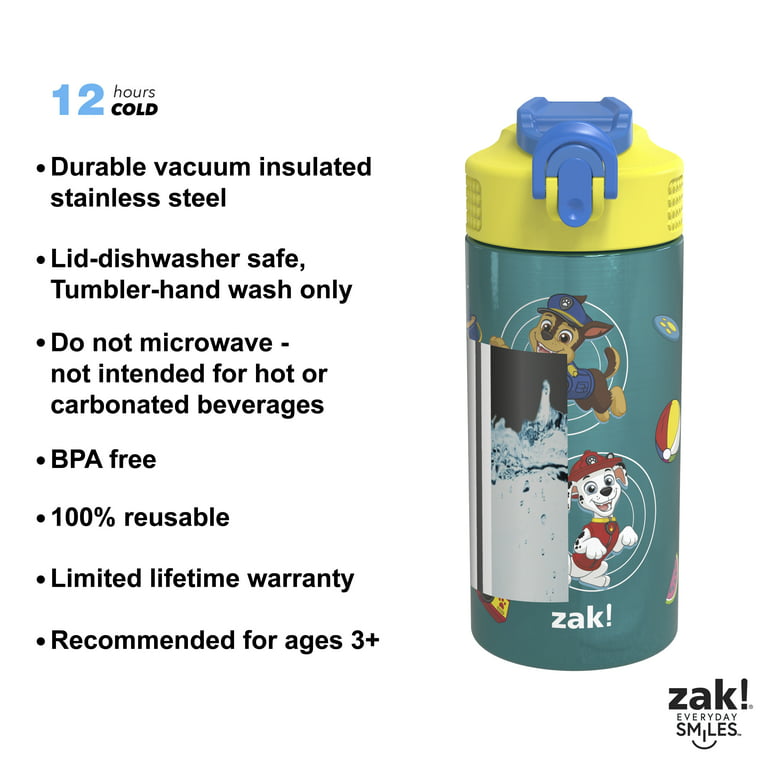 Zak Designs Disney Pixar Toy Story Insulated Kids Water Bottle 14 oz 18/8 Stainless Steel Thermal Vacuum w/ FlipUp Straw Spout & Locking Spout