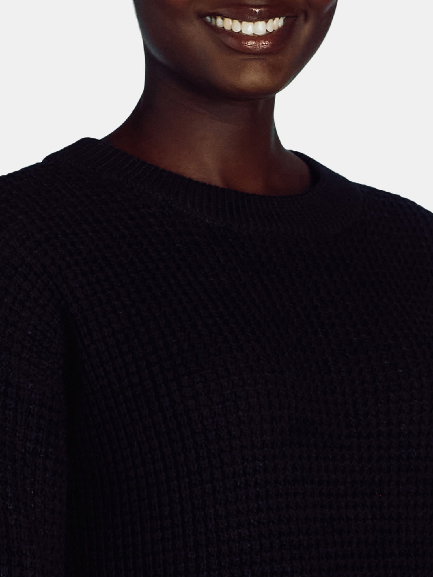 Time and Tru Woman's Waffle Stitch Sweater with Long Sleeves, Midweight, Sizes XS-XXXL