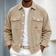 thumbnail image 5 of LODIENY Men Corduroy Shirt Jacket Casual Work Button Down Long Sleeve Vintage Regular Fit Shirts with Two Flap Pockets Khaki XXL, 5 of 7