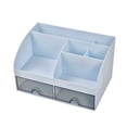 thumbnail image 1 of relayinert Makeup Organizer Open Wide Application Fluent Line Sundries Makeup Products Storage Box Desktop Blue 1Set, 1 of 6