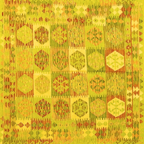 Ahgly Company Machine Washable Indoor Square Southwestern Yellow Country Area Rugs, 8' Square