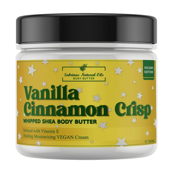 Sabrinas Natural Oils Holiday Vanilla Cinnamon Crisp Long-Lasting Hydrating Vitamin E Body Butter 12 Ounce