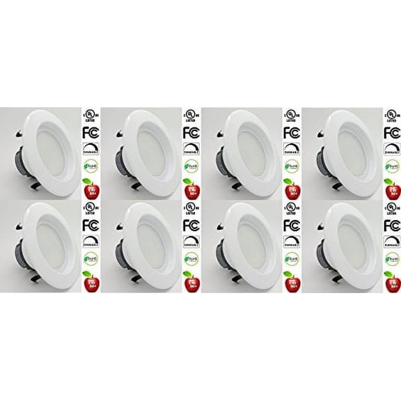 8 Pack Bioluz LED 4-inch 10 Watt 90 CRI Dimmable LED Retrofit Recessed Lighting Fixture - 3000K LED Ceiling Light 700 Lumens Recessed Downlight UL-listed (non-beveled) (B409W-3K650-90-8)